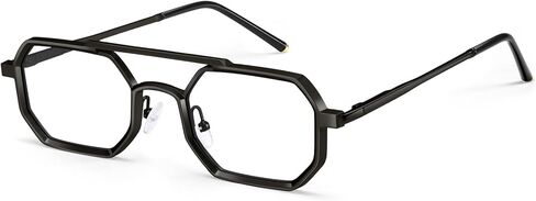 Square Aviator Sunglasses for Men with Spring Hinges, Metal Frame Punk Shades in Kuwait