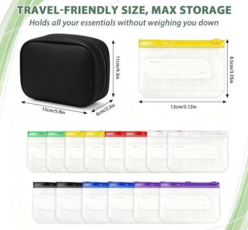 Pill Pouches for Travel, Waterproof Pill Organizer Set Travel Medicine Organizer with 14Pcs Pouches, Reusable Leak-Proof Weekly Pill Storage Case in Saudi Arabia