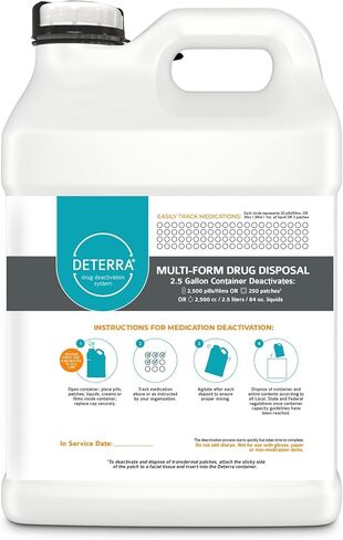 Drug Deactivation Disposal System - Deterra Safe Medication, Pill, and Liquid Destroyer - 2.5 Gallon Multi-Purpose Container Disposes 2,500 Pills, 84 oz/2.5L or 250 Patches (2-Pack) in Kuwait