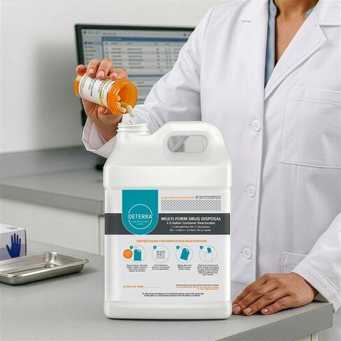 Drug Deactivation Disposal System - Deterra Safe Medication, Pill, and Liquid Destroyer - 2.5 Gallon Multi-Purpose Container Disposes 2,500 Pills, 84 oz/2.5L or 250 Patches (2-Pack) in Kuwait