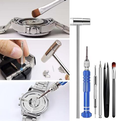 81-Piece Watch Repair Tool Kit, Professional Watch Press Machine with Watch Link Remover, Multi-functional Watch Back Case Opener Closer Set for Battery Replacement, Band Adjustment, and Back Cover Sealing in Saudi Arabia