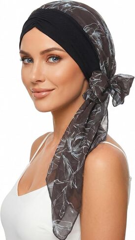 Ababalaya Satin Lined Head Scarf for Women Chemo Headwear Pre-Tied Silky Turban Headwrap Lightweight Sleep Hats Hair Loss Cap in Kuwait