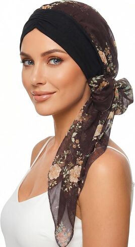 Ababalaya Satin Lined Head Scarf for Women Chemo Headwear Pre-Tied Silky Turban Headwrap Lightweight Sleep Hats Hair Loss Cap in Kuwait