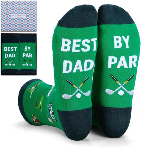 Fathers Day Gift for Dad from Daughter Son Golf Gifts for Men Golf Socks for Men Funny Dad Socks Best Dad by Par Daddy Birthday Christmas Step Papa Golfball-Themed Golfball Lovers Gifts for Men in Kuwait