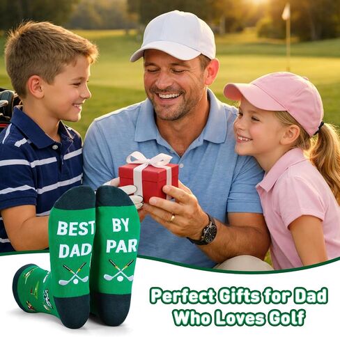 Fathers Day Gift for Dad from Daughter Son Golf Gifts for Men Golf Socks for Men Funny Dad Socks Best Dad by Par Daddy Birthday Christmas Step Papa Golfball-Themed Golfball Lovers Gifts for Men in Kuwait