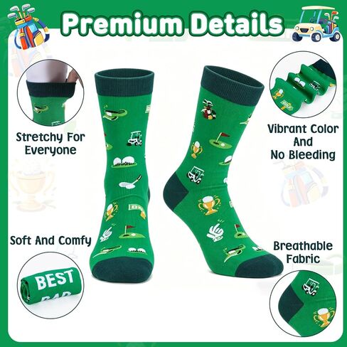 Fathers Day Gift for Dad from Daughter Son Golf Gifts for Men Golf Socks for Men Funny Dad Socks Best Dad by Par Daddy Birthday Christmas Step Papa Golfball-Themed Golfball Lovers Gifts for Men in Kuwait