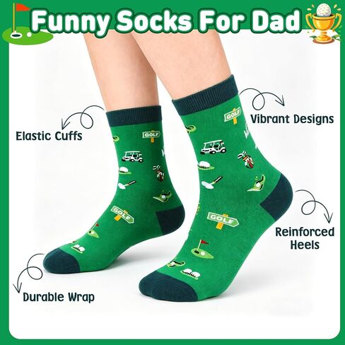 Fathers Day Gift for Dad from Daughter Son Golf Gifts for Men Golf Socks for Men Funny Dad Socks Best Dad by Par Daddy Birthday Christmas Step Papa Golfball-Themed Golfball Lovers Gifts for Men in Kuwait
