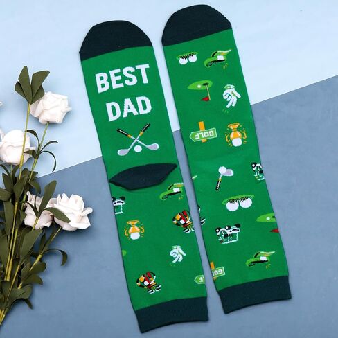 Fathers Day Gift for Dad from Daughter Son Golf Gifts for Men Golf Socks for Men Funny Dad Socks Best Dad by Par Daddy Birthday Christmas Step Papa Golfball-Themed Golfball Lovers Gifts for Men in Kuwait