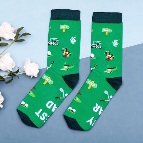 Fathers Day Gift for Dad from Daughter Son Golf Gifts for Men Golf Socks for Men Funny Dad Socks Best Dad by Par Daddy Birthday Christmas Step Papa Golfball-Themed Golfball Lovers Gifts for Men in Kuwait