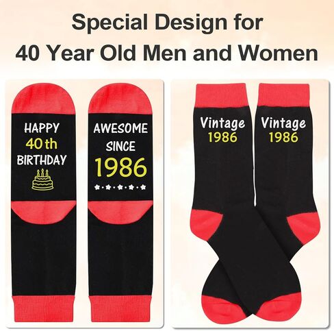 Juesly 40th Birthday Gifts for Men Women, Awesome Since 1986 Socks and 40 th Birthday Vintage Poster, 40 Year Old Birthday Gifts for Women Men in Saudi Arabia