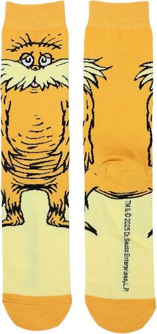 Bioworld Dr. Seuss The Lorax Men's Orange Animigos Crew Socks in Kuwait