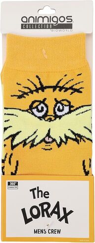 Bioworld Dr. Seuss The Lorax Men's Orange Animigos Crew Socks in Kuwait