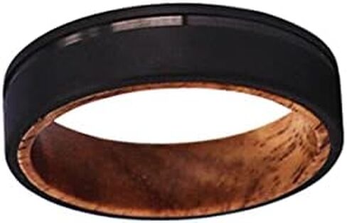 Black Whiskey Barrel Rings Mens Wedding Band Tungsten Wooden Ring 6mm Unique Bourbon Barrel Wedding Bands with Wood Inlay in Saudi Arabia