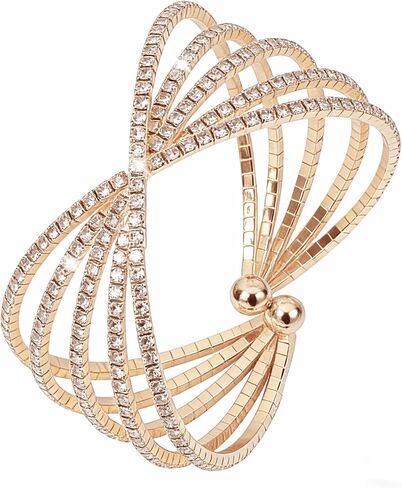 Jojomina Rhinestone Cuff Bracelet for Women Stack Crystal Bangle Bracelets Jewelry for Prom Wedding Cocktail Party in Kuwait