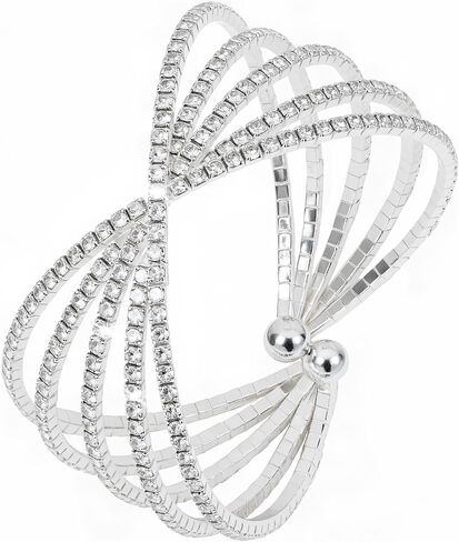 Jojomina Rhinestone Cuff Bracelet for Women Stack Crystal Bangle Bracelets Jewelry for Prom Wedding Cocktail Party in Kuwait