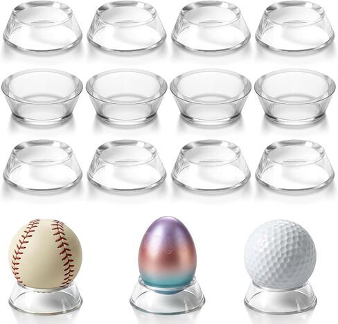 12 Pcs Baseball Holder Stand,Acrylic Baseball Display Stand,Softball, Easter Eggs & Other Items, Round Sphere Baseballs Stands for Sports Collection or Easter Party Decor in Kuwait