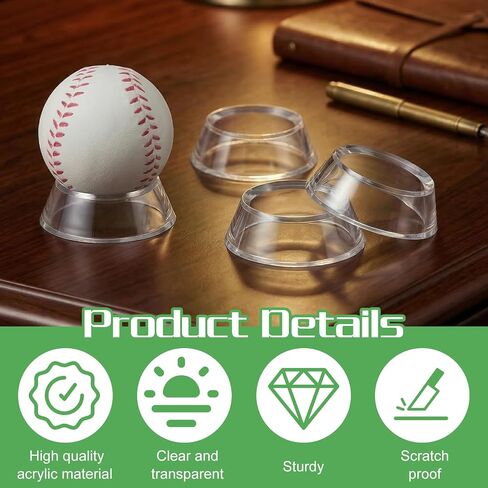 12 Pcs Baseball Holder Stand,Acrylic Baseball Display Stand,Softball, Easter Eggs & Other Items, Round Sphere Baseballs Stands for Sports Collection or Easter Party Decor in Kuwait