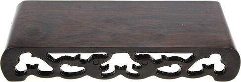 Oriental Furniture Chinese Black Rosewood Solid Mahagony Ebony Wood Display Stand Wooden Base Rectangle Rectangular Shape Pedestal with Carved (L 21cm*9.8cm*3.5cm) in Saudi Arabia
