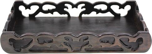 Oriental Furniture Chinese Black Rosewood Solid Mahagony Ebony Wood Display Stand Wooden Base Rectangle Rectangular Shape Pedestal with Carved (L 21cm*9.8cm*3.5cm) in Saudi Arabia