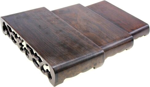 Oriental Furniture Chinese Black Rosewood Solid Mahagony Ebony Wood Display Stand Wooden Base Rectangle Rectangular Shape Pedestal with Carved (L 21cm*9.8cm*3.5cm) in Saudi Arabia
