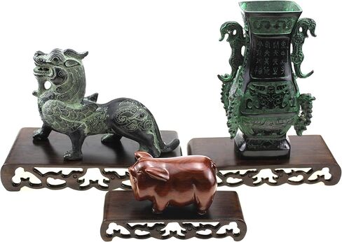 Oriental Furniture Chinese Black Rosewood Solid Mahagony Ebony Wood Display Stand Wooden Base Rectangle Rectangular Shape Pedestal with Carved (L 21cm*9.8cm*3.5cm) in Saudi Arabia