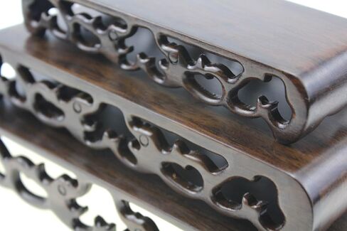 Oriental Furniture Chinese Black Rosewood Solid Mahagony Ebony Wood Display Stand Wooden Base Rectangle Rectangular Shape Pedestal with Carved (L 21cm*9.8cm*3.5cm) in Saudi Arabia