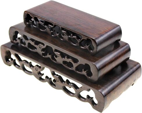 Oriental Furniture Chinese Black Rosewood Solid Mahagony Ebony Wood Display Stand Wooden Base Rectangle Rectangular Shape Pedestal with Carved (L 21cm*9.8cm*3.5cm) in Saudi Arabia