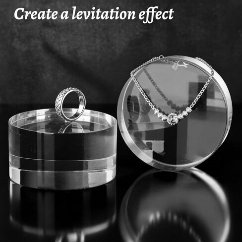 2in Thickness Acrylic Blocks for Display, Acrylic Stands for Display, Round Pedestal Stand for Showing Cosmetics Collectibles Figures, 4" x 2" in Saudi Arabia