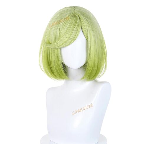 LABEAUTÉ Coco Cosplay Wig 30cm Green Short Bob Wig for Witch Hat Atelier Costume Heat Resistant Synthetic Hair for Halloween/Party in Saudi Arabia