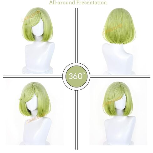LABEAUTÉ Coco Cosplay Wig 30cm Green Short Bob Wig for Witch Hat Atelier Costume Heat Resistant Synthetic Hair for Halloween/Party in Saudi Arabia