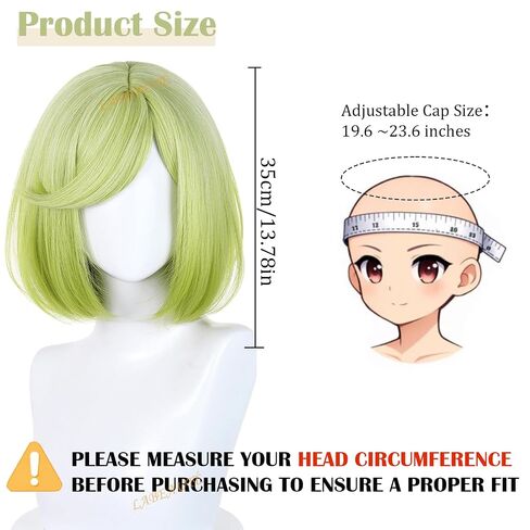 LABEAUTÉ Coco Cosplay Wig 30cm Green Short Bob Wig for Witch Hat Atelier Costume Heat Resistant Synthetic Hair for Halloween/Party in Saudi Arabia