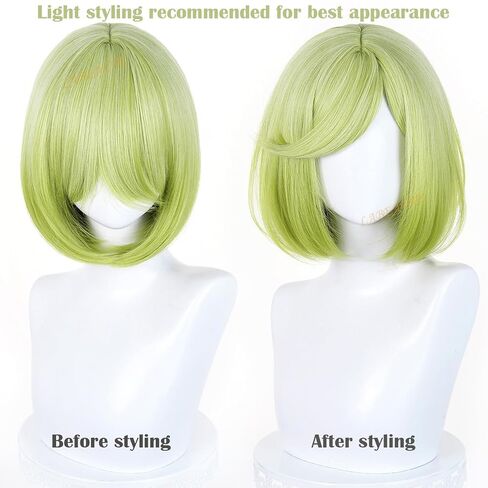 LABEAUTÉ Coco Cosplay Wig 30cm Green Short Bob Wig for Witch Hat Atelier Costume Heat Resistant Synthetic Hair for Halloween/Party in Saudi Arabia