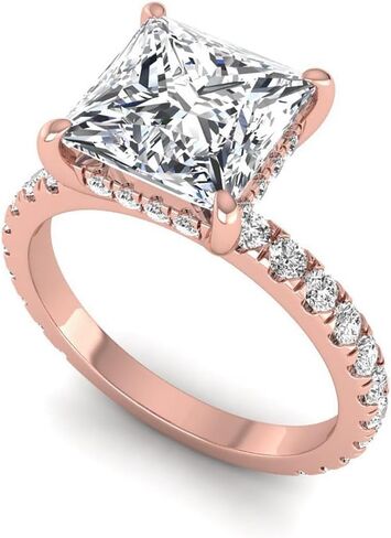 Shanti Jewel IGI Certified 3.75 Carat Princess and Round Lab Grown Diamond (3 Ct, F, VVS2) Hidden Halo 14K Gold Wedding Engagement Ring For Womens in Saudi Arabia