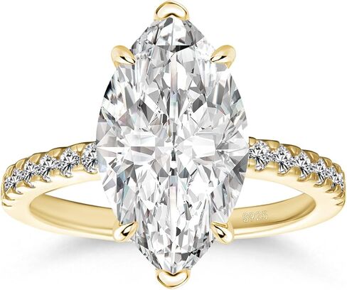 RODIFFY 2CT/4CT Marquise Cut Moissanite Engagement Ring for Women, Lab Created D Color VVS1 Clarity, S925 Silver Promise Ring with Pavé Band in Saudi Arabia