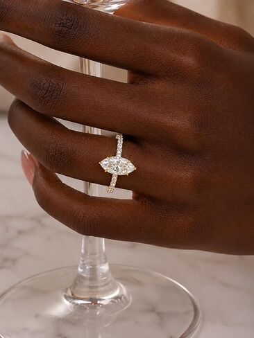 RODIFFY 2CT/4CT Marquise Cut Moissanite Engagement Ring for Women, Lab Created D Color VVS1 Clarity, S925 Silver Promise Ring with Pavé Band in Saudi Arabia