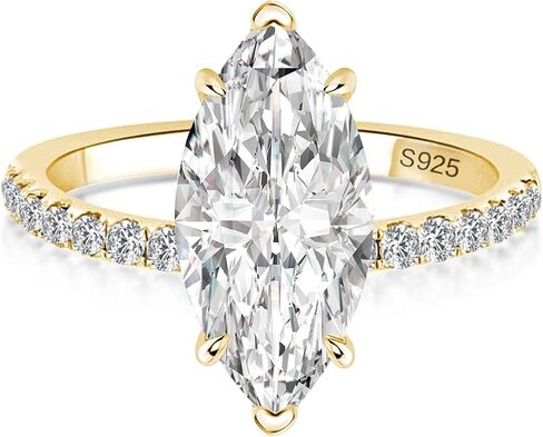 RODIFFY 2CT/4CT Marquise Cut Moissanite Engagement Ring for Women, Lab Created D Color VVS1 Clarity, S925 Silver Promise Ring with Pavé Band in Saudi Arabia