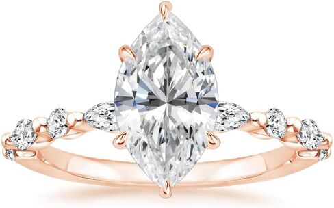 GOLDEN JEWEL Marquise Cut Moissanite Engagement Ring 1-4CT VVS1 Colorless Solitaire Wedding Anniversary Ring Big Handmade Gift for Her, 925 Silver/10K/14K/18K Gold in Kuwait