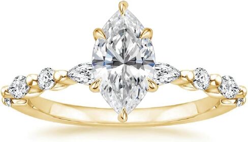 GOLDEN JEWEL Marquise Cut Moissanite Engagement Ring 1-4CT VVS1 Colorless Solitaire Wedding Anniversary Ring Big Handmade Gift for Her, 925 Silver/10K/14K/18K Gold in Kuwait