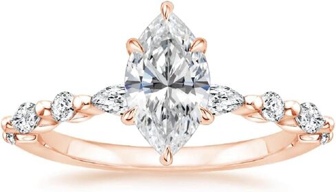 GOLDEN JEWEL Marquise Cut Moissanite Engagement Ring 1-4CT VVS1 Colorless Solitaire Wedding Anniversary Ring Big Handmade Gift for Her, 925 Silver/10K/14K/18K Gold in Kuwait