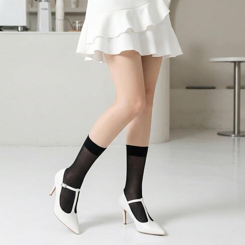 Nylon Socks for Women, 6 Pairs Ankle High Sheer Socks Black Crew Stocking, Women's Summer Nylon Stockings Transparent Stockings with Reinforced Toes Elastic Stocking for Women in Saudi Arabia