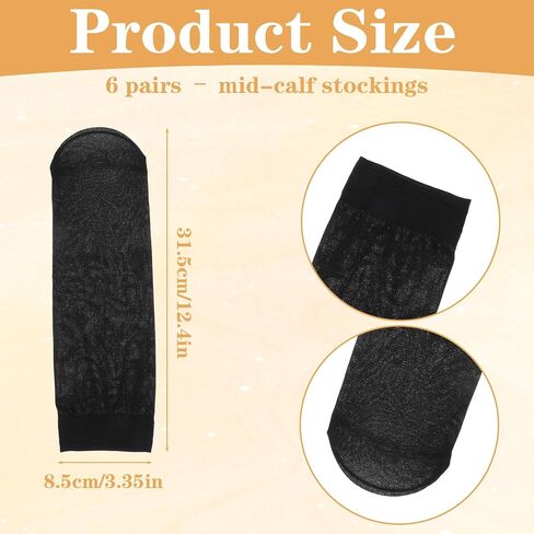 Nylon Socks for Women, 6 Pairs Ankle High Sheer Socks Black Crew Stocking, Women's Summer Nylon Stockings Transparent Stockings with Reinforced Toes Elastic Stocking for Women in Saudi Arabia