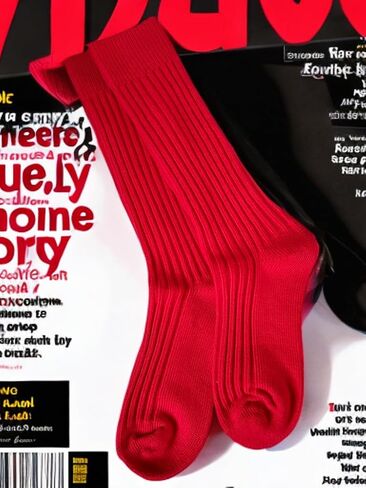 NoRch Women’s Red Ribbed Crew Socks – Soft Stretch Cotton Calf-High Socks for Sneakers, Boots & Casual Wear (Size 6–10) in Kuwait