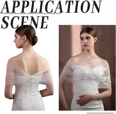 1pc Tulle Bridal Shawl 21 Inch Non Adjustable Flower Embodied Shawls White Bridal Shawl Wraps Bridals Bolero Jackets Shawls Tulle off Shoulders Clothing for Wedding Dress Decor in Kuwait