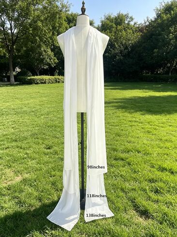 Bridal Neck Scarf Long Ivory Chiffon Wedding Wrap 10'' Wide in Saudi Arabia
