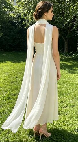 Bridal Neck Scarf Long Ivory Chiffon Wedding Wrap 10'' Wide in Saudi Arabia