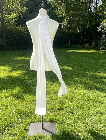 Bridal Neck Scarf Long Ivory Chiffon Wedding Wrap 10'' Wide in Saudi Arabia