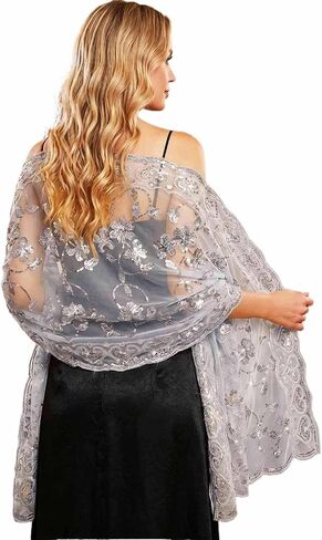 HEREAD Sequin 1920s Shawl and Wrap for Evening Dresses Gold Sparkle Wedding Sheer Scarf for Women and Brides in Saudi Arabia