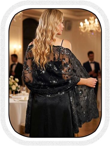HEREAD Sequin 1920s Shawl and Wrap for Evening Dresses Gold Sparkle Wedding Sheer Scarf for Women and Brides in Saudi Arabia