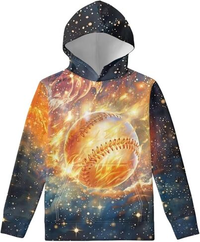 WELLFLYHOM Boys Hooded Sweatshirts Hoodie Pullover Cool Graphic Crewneck Blouses Size 6-16 in Kuwait