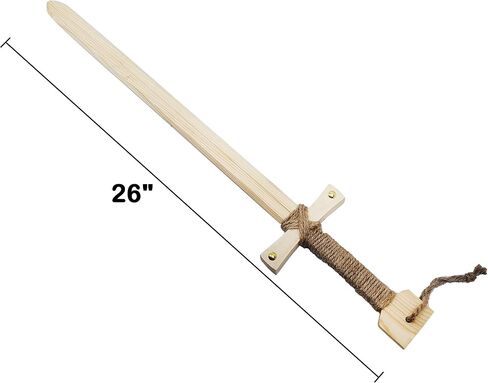 Adventure Awaits! Wooden Toy Sword for Kids | 2 Pack | Knights of The Round Table Style with Jute Wrapped Handle | Lightweight and Durable for Imaginative Kids | Set of 2 in Kuwait